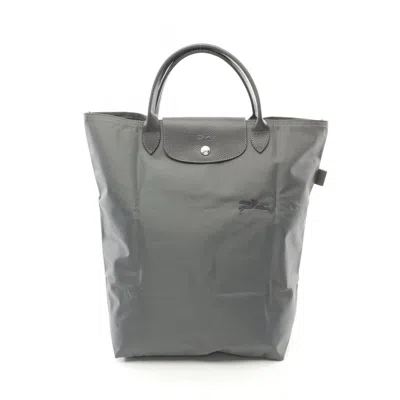 Longchamp Le Pliage Fabric Leather Shopping Bag Tote Bag In Gray