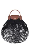 Longchamp Le Pliage Filet Mesh-knit Bag In Black