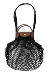 Longchamp Le Pliage Filet L Bag Eggplant In Black