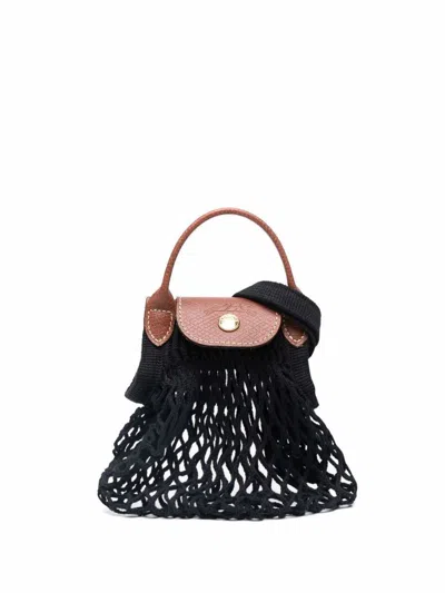 Longchamp Le Pliage Filet Strapped Mini Shoulder Bag In Black