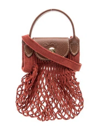 Pre-owned Longchamp Le Pliage Filet In Burgundy