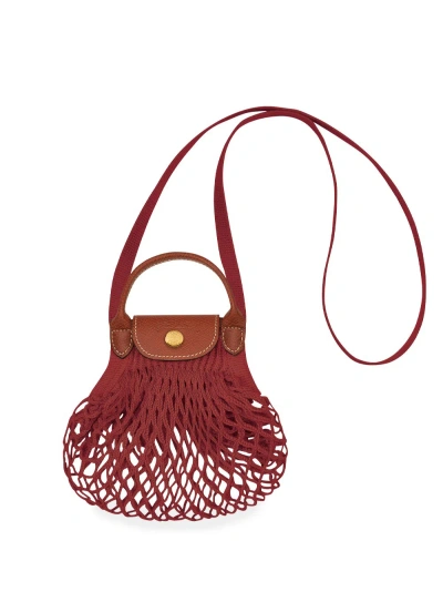 Longchamp `le Pliage Filet` Extra Small Mesh Bag In Brown