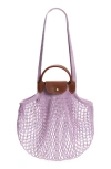 Longchamp Le Pliage Filet Knit Shoulder Bag In Lilac