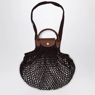 Longchamp Le Pliage Filet L Bag Eggplant In Black