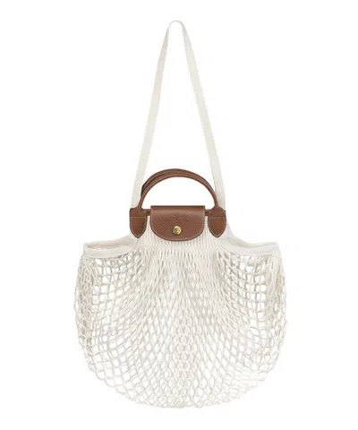 Longchamp Le Pliage Filet Large Shoulder Bag In White