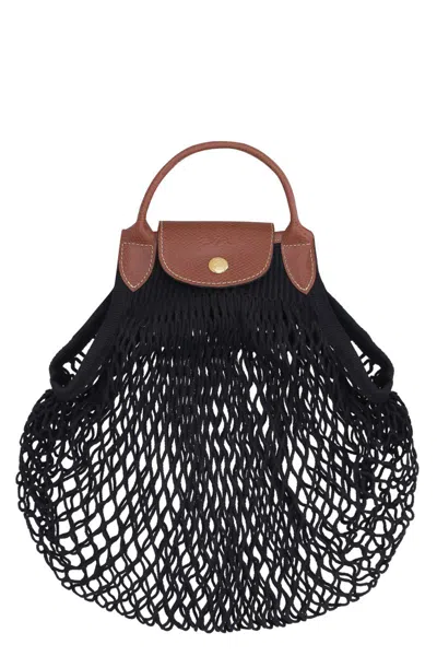 Longchamp Le Pliage Filet Mesh-knit Bag In Black
