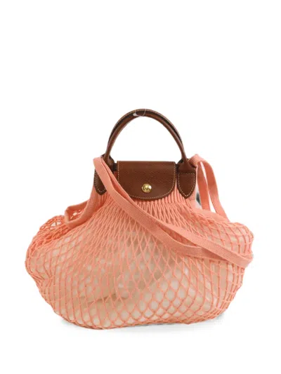 Pre-owned Longchamp Le Pliage Filet Mesh Shoulder Bag In Pink