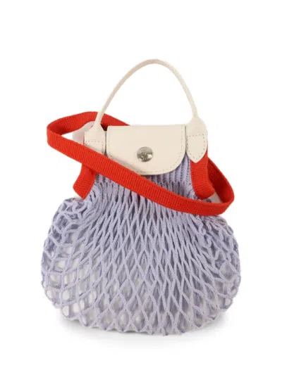 Pre-owned Longchamp Le Pliage Filet Mesh Tote Bag In Blue