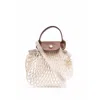 Longchamp Le Pliage Filet Knitted Mesh Cross-body Bag In White