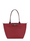 Longchamp Le Pliage Original Red Tote Bag With Embossed Logo In Canvas Woman In Red