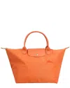 Longchamp Le Pliage Green Canvas Shoulder Bag In Orange
