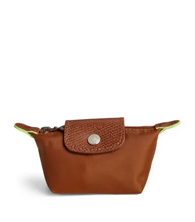 Longchamp Le Pliage Green Coin Purse In Brown