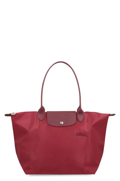 Longchamp Le Pliage Green L Shoulder Bag In Red