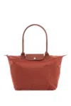 Longchamp Large Le Pliage Green Shoulder Bag In Red