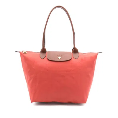 Longchamp Le Pliage Green L Shoulder Bag In Red