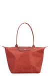 Longchamp Large Le Pliage Green Shoulder Bag In Red
