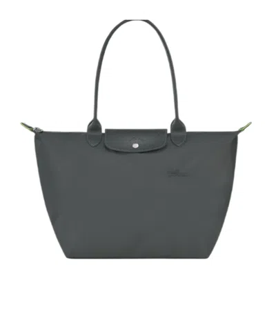 Longchamp Le Pliage Green L Tote Bag In Gray