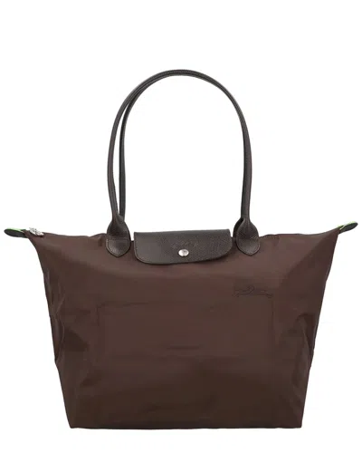 Longchamp Le Pliage Green Large Canvas Tote In Brown