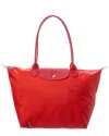 Longchamp Le Pliage Green Recycled Canvas Large Shoulder Tote In Red
