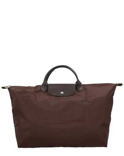 Longchamp Le Pliage Green Large Canvas Travel Bag In Brown