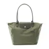 Longchamp Le Pliage Green M Tote Bag Canvas Leather In Green