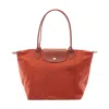 Longchamp Le Pliage Green M Tote Bag Canvas Leather In Brown