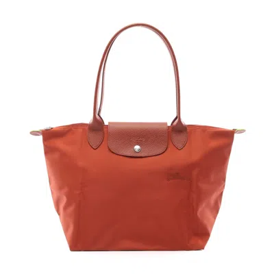 Longchamp Le Pliage Green M Tote Bag Canvas Leather In Brown