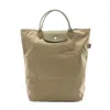 Longchamp Le Pliage Khaki Fabric Leather Shopping Bag Tote Bag In Green