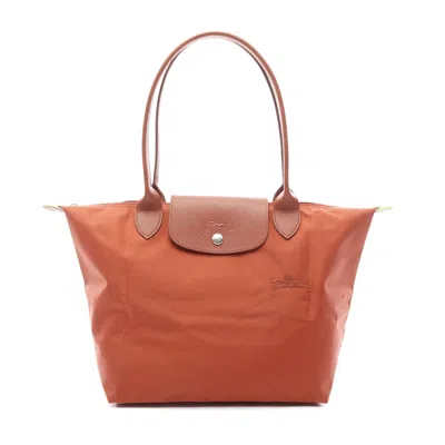 Longchamp Le Pliage Green M Tote Bag Nylon Leather In Red