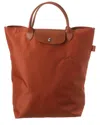 Shop Longchamp Le Pliage Green M Tote In Brown