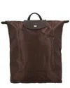 Longchamp Le Pliage Green Medium Canvas Backpack In Brown