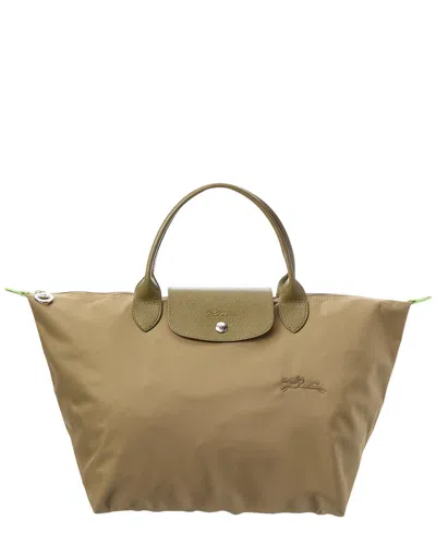 LONGCHAMP LE PLIAGE GREEN MEDIUM CANVAS HANDBAG