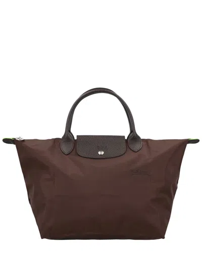 Longchamp Le Pliage Green Medium Canvas Handbag In Brown
