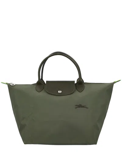 Longchamp Le Pliage Green Medium Canvas Short Handle Handbag