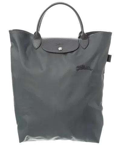 Longchamp Le Pliage Green Medium Canvas Tote In Grey