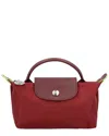 Longchamp Le Pliage Green Mini Canvas Bag In Red