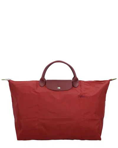 Longchamp Le Pliage Green Nylon Tote In Red