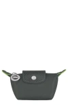 Longchamp Le Pliage Green Recycled Canvas Coin Purse In Gray