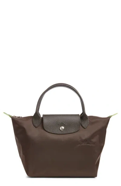 Longchamp Le Pliage Green Recycled Canvas Top Handle Bag In Brown
