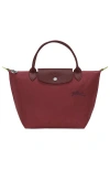 Longchamp Le Pliage Green Recycled Canvas Top Handle Bag In Red