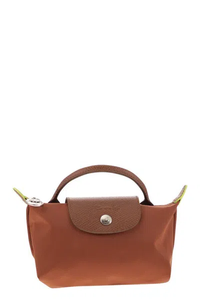 Longchamp Le Pliage Green Technical Fabric Clutch In Brown