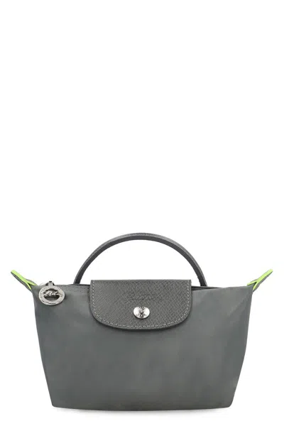 Longchamp Le Pliage Green Technical Fabric Clutch In Grey