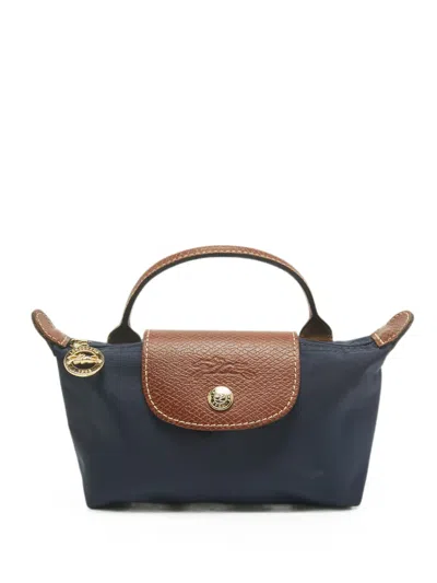 Pre-owned Longchamp Le Pliage Handle Pouch In Blue