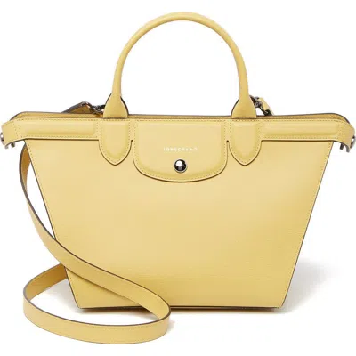 Longchamp Le Pliage Heritage Leather Satchel In Yellow