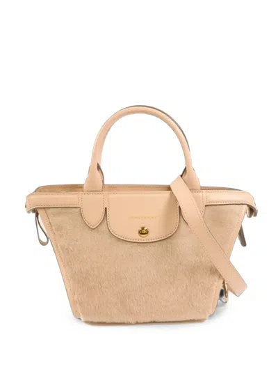 Pre-owned Longchamp Le Pliage Héritage Panelled Tote Bag In Neutrals