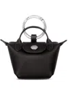 Longchamp 'le Pliage Xtra' Black Keyring With Logo Lettering In Black