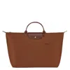 Longchamp Le Pliage L Canvas Travel Bag In Brown