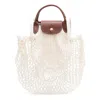 Longchamp Le Pliage L Filet Mesh Shoulder Bag In Ecru