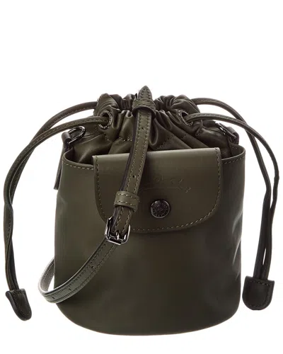 Longchamp Le Pliage Leather Bucket In Green