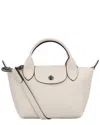 Longchamp Le Pliage Leather Crossbody In White